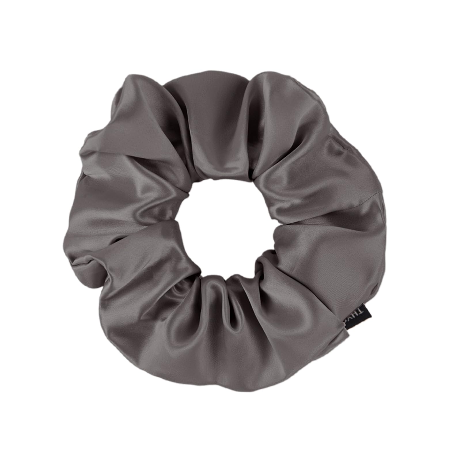 THXSILK charcoal silk scrunchie with gentle hold for all hair types.