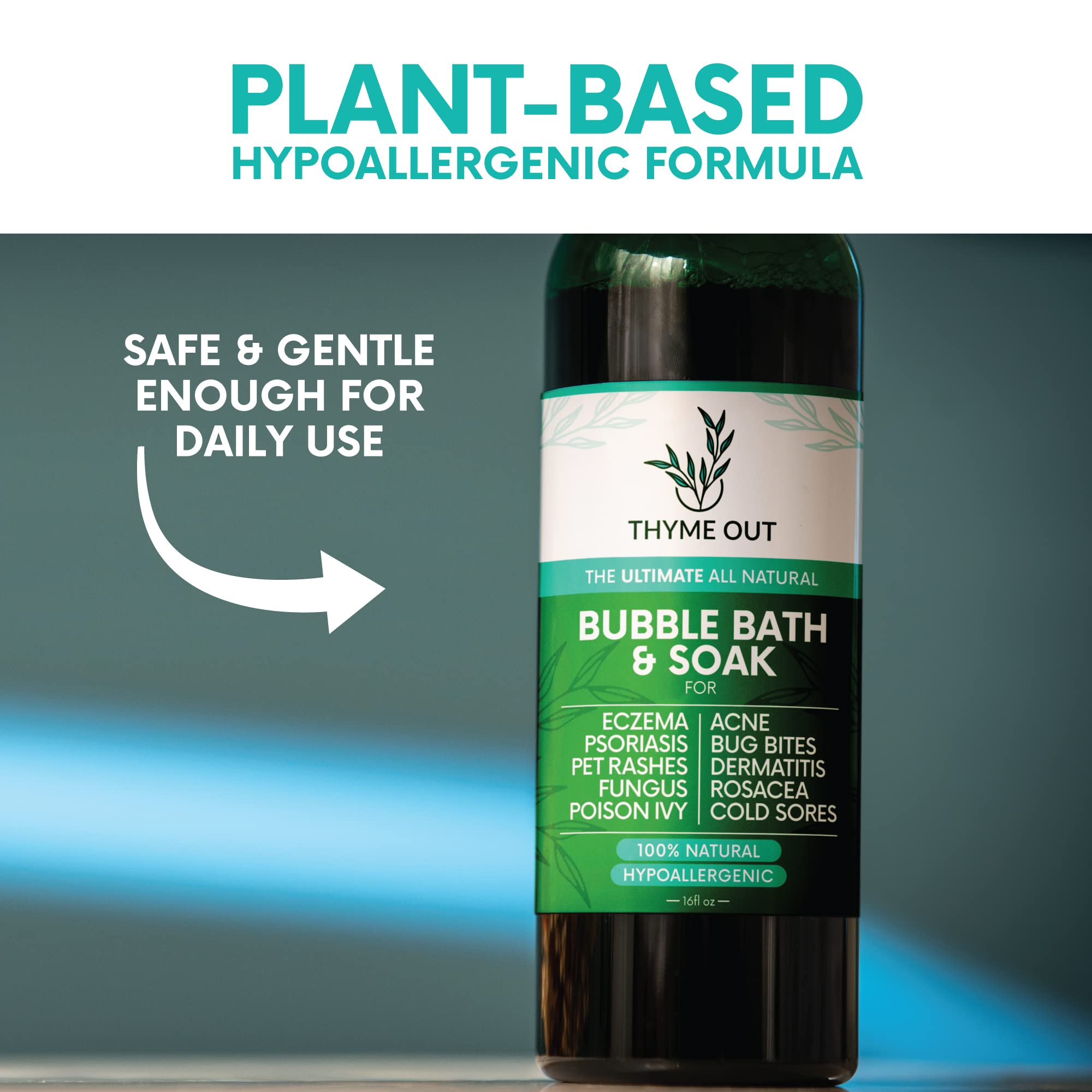 Thyme Out aromatherapy scent enhances relaxation during a warm bath