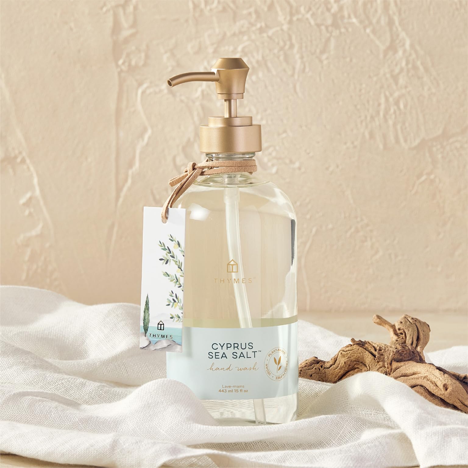 Thymes Cyprus Sea Salt packaging and label showcasing artisan design.