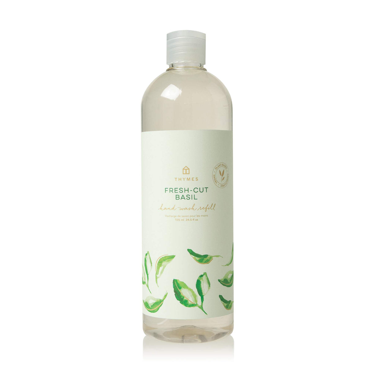 Thymes Fresh-Cut Basil hand wash refill bottle for daily cleansing and hydration.