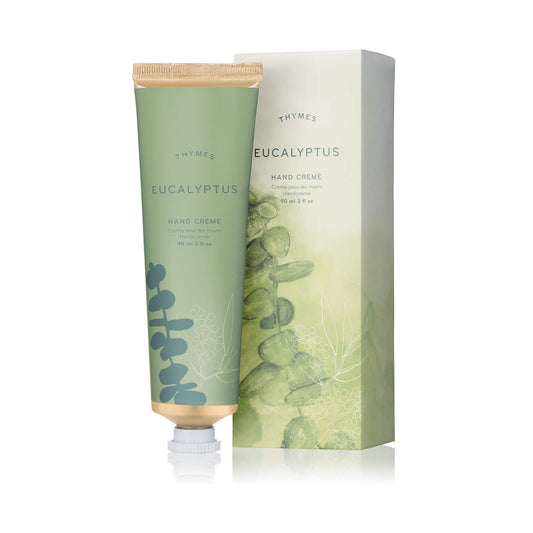 Thymes hand cream eucalyptus bottle showing rich, non-greasy hydration