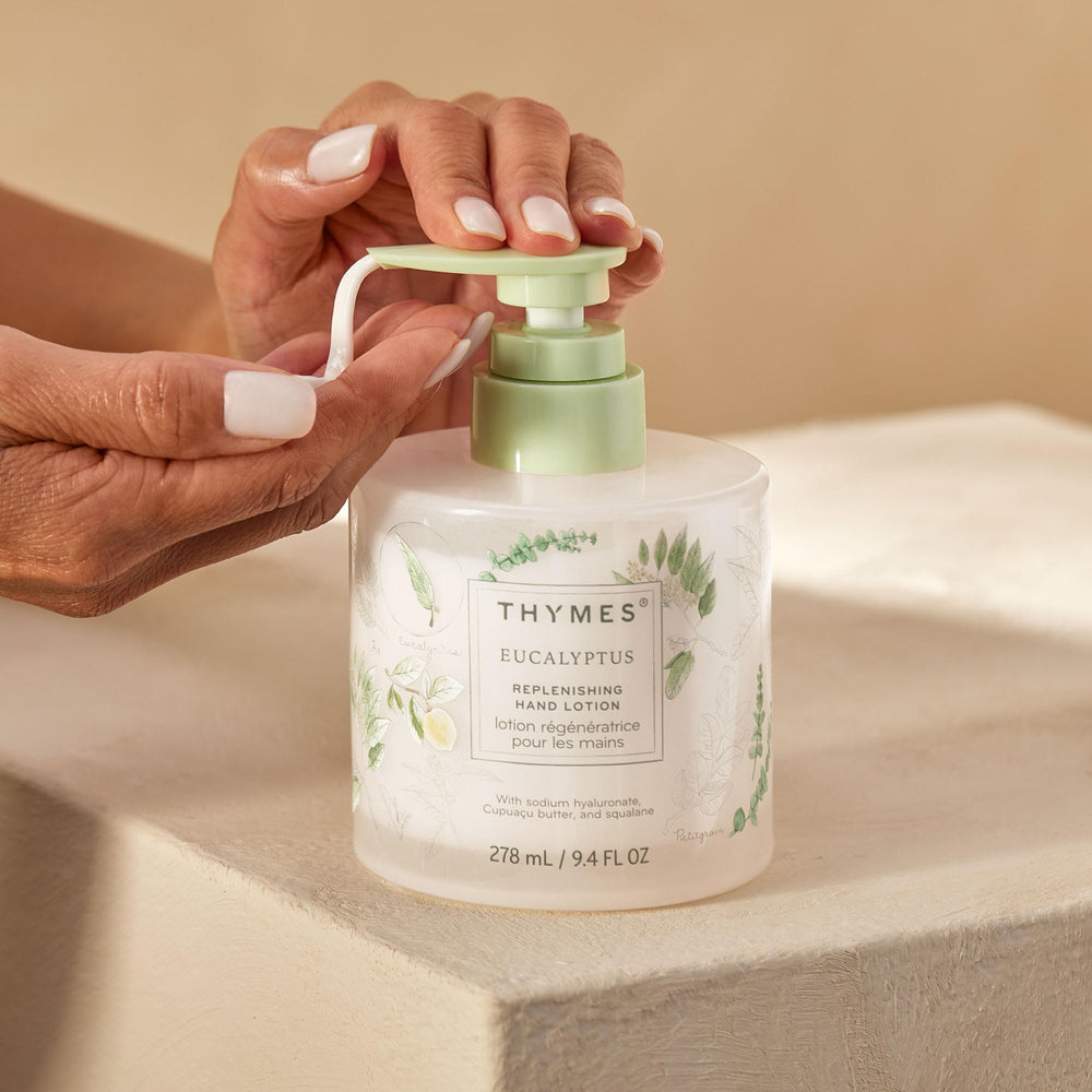 Thymes luxury hand lotion glass vessel adds elegant bathroom decor
