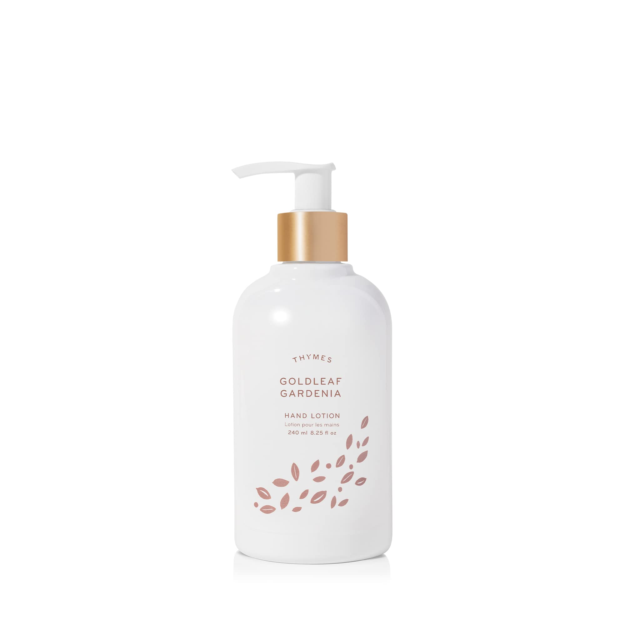 Thymes hand lotion with gold-pump bottle for smooth daily moisturization
