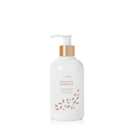 Thymes hand lotion with gold-pump bottle for smooth daily moisturization