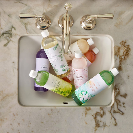 Thymes Hand Wash Refill fragrance-notes Mandarin Coriander highlights citrus aroma.