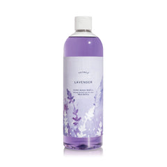 Thymes hand wash refill bottle with pump shows lavender scent for daily cleansing.