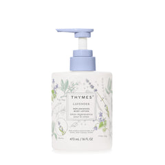 Thymes Large Replenishing Body Lotion in a pump bottle for daily hydration.