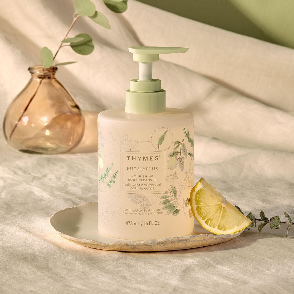 Thymes Nourishing Body Cleanser lush foamy lather ready for a refreshing shower.