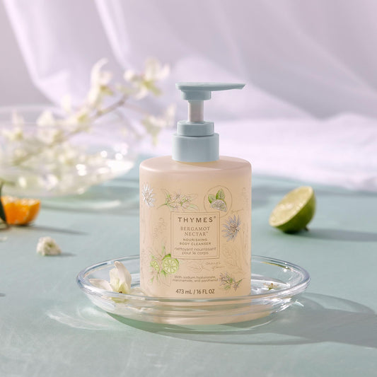 Thymes Nourishing Body Cleanser silky lather delivers a refreshing shower experience.