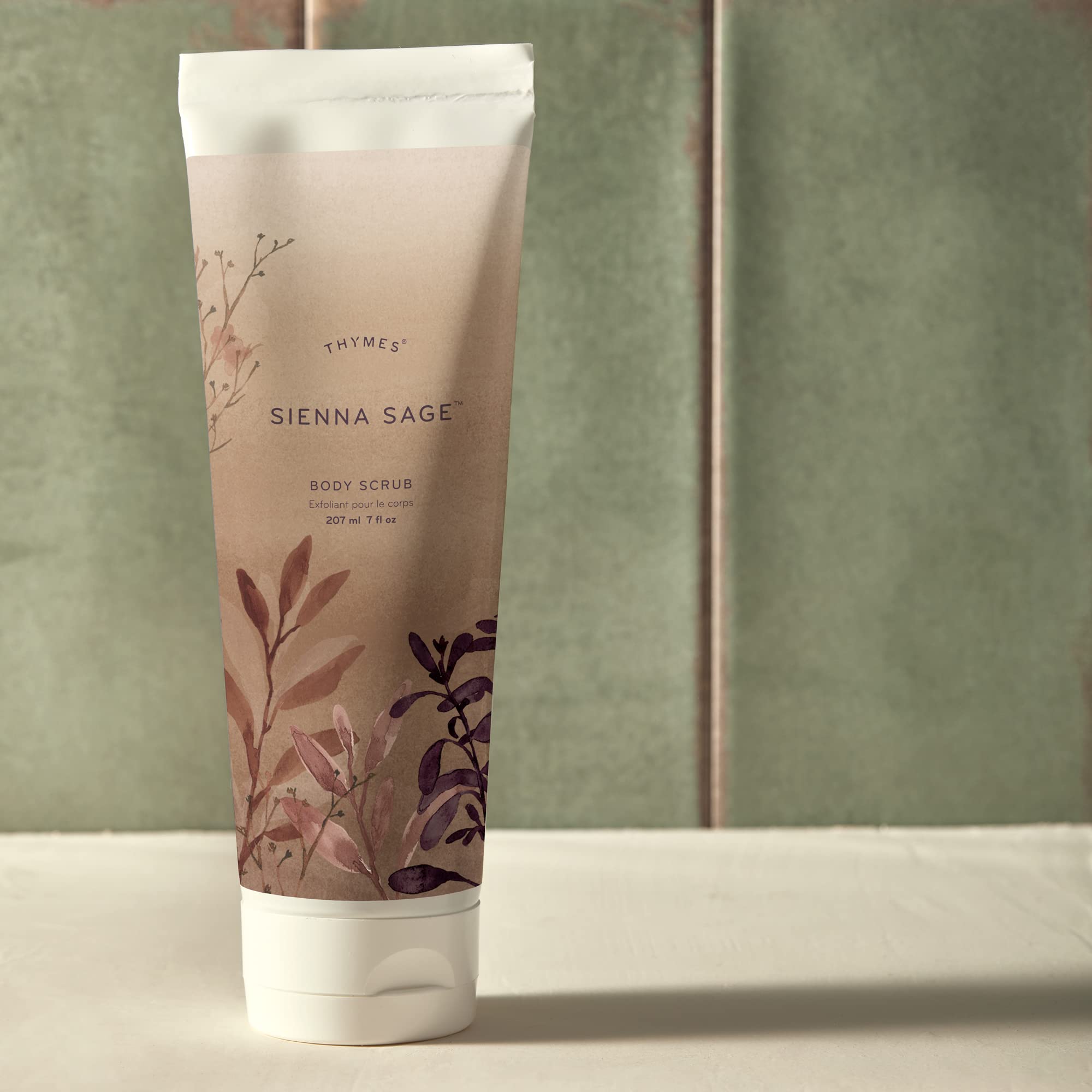 Thymes Sienna Sage scrub pump for easy application and aroma.