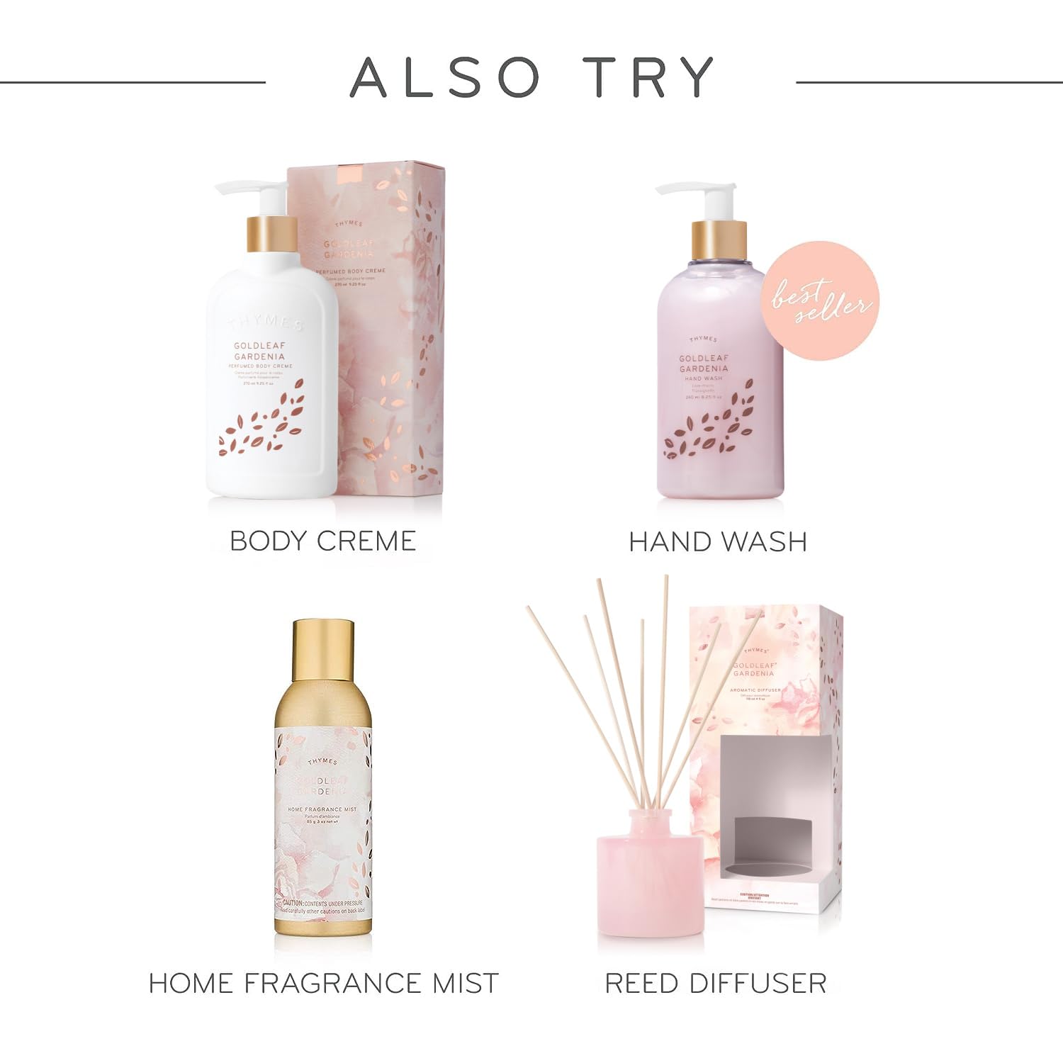 Thymes vanity display with lotion bottle for a spa-like ritual