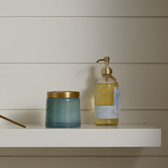 Thymes Washed Linen label closeup highlighting botanicals and premium packaging.