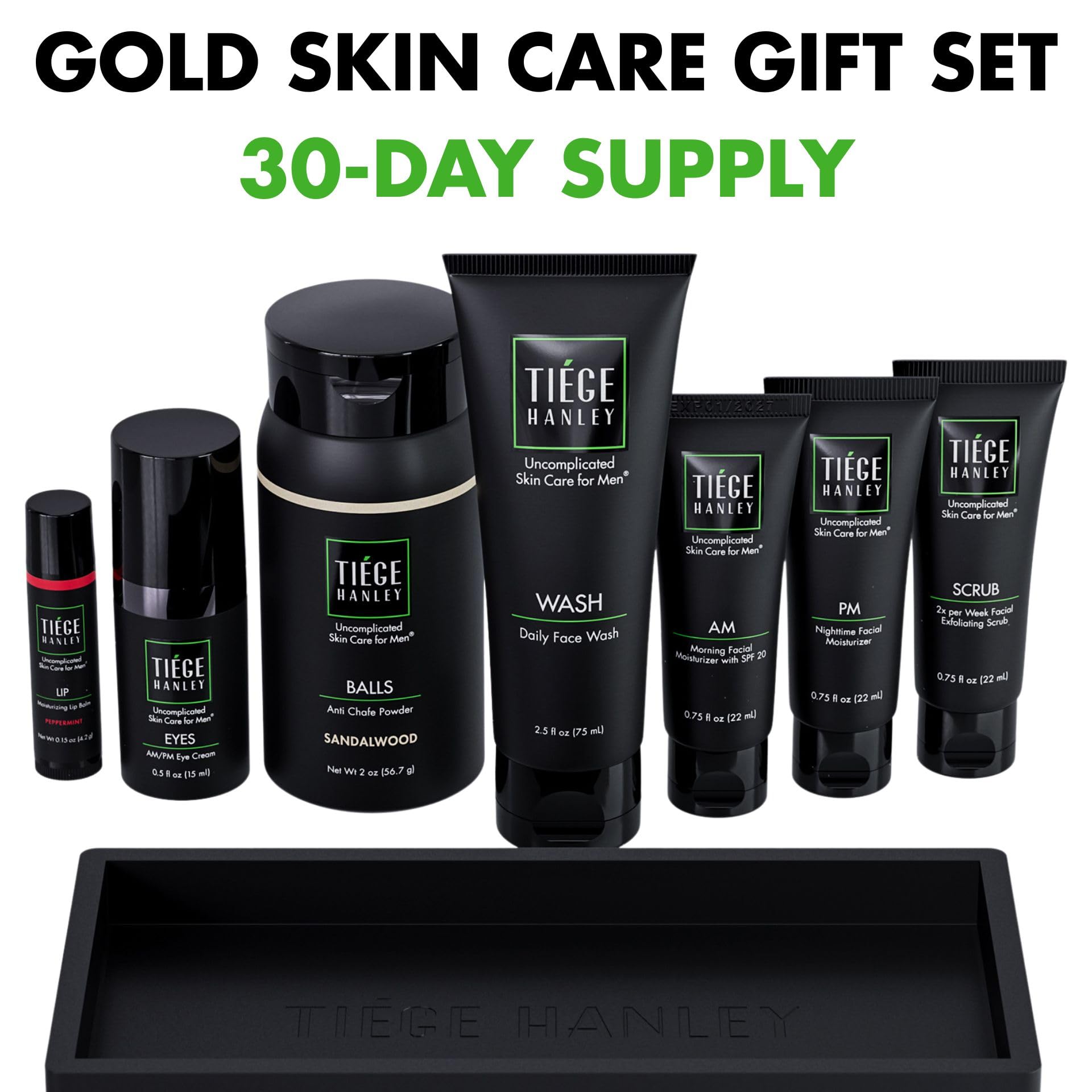 Tiege Hanley Gold Gift Box exfoliating scrub image highlighting smoother texture with apricot seeds.