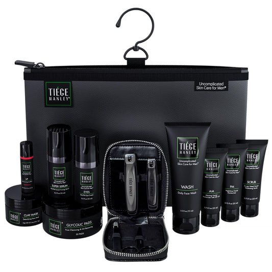 Tiege Hanley Platinum Gift Box face wash cleanses oil and dirt for a balanced complexion.