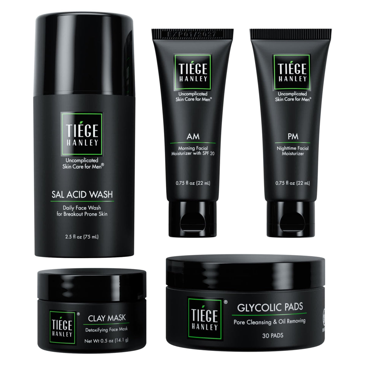 Tiege Hanley Salicylic Acid Face Wash bottle cleanses pores and controls shine.