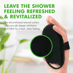 Tiege Hanley silicone scrubber close-up on soft yet effective bristles.