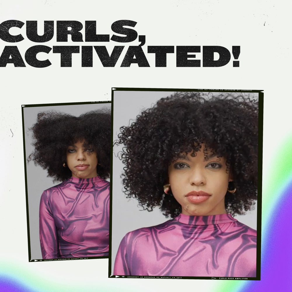TIGI Bed Head Curls Rock Amplifier Travel Mini applied to damp hair for defined curls.