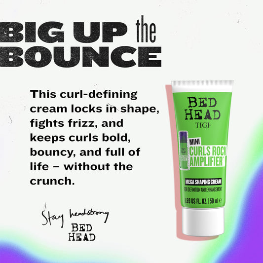 TIGI Bed Head Curls Rock Amplifier Travel Mini packaging highlighting its travel-friendly size.