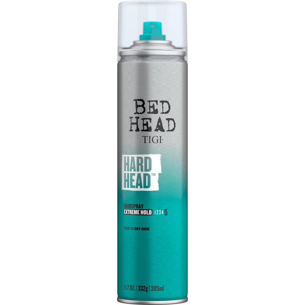 TIGI Bed Head Hard TM Hairspray pack contents shown for four-pack purchase
