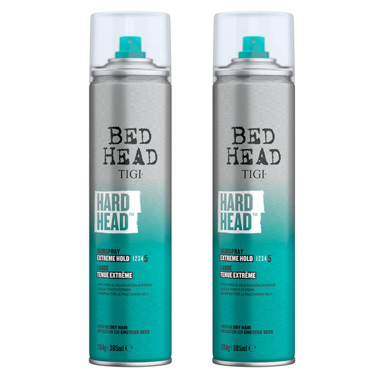 TIGI Bed Head Hard Head bottle—instant hold with salon-worthy shine.