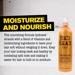 TIGI Bed Head Moisture Maniac shampoo damp-hair application demonstrates even distribution and rinse