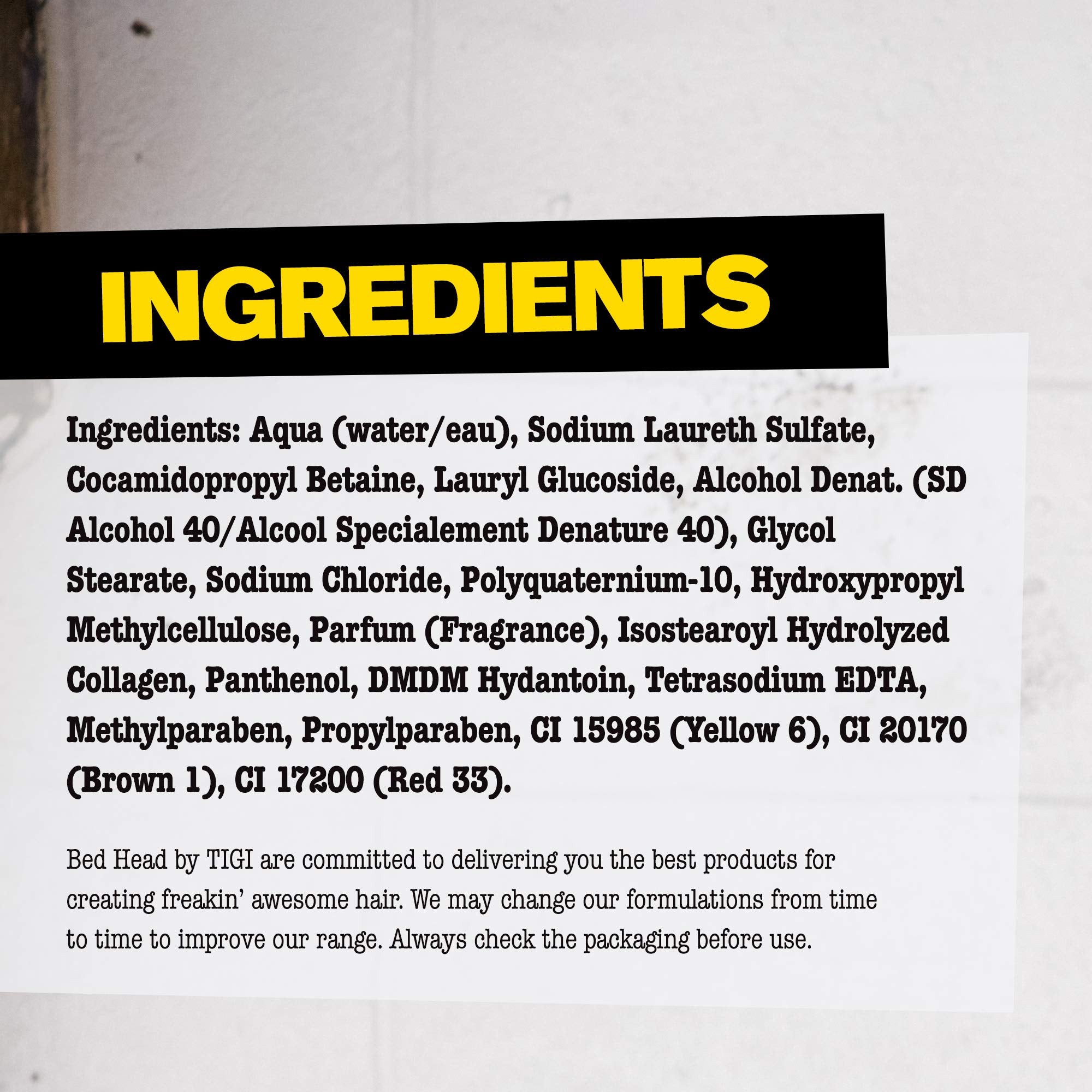 TIGI Bed Head Moisture Maniac shampoo packaging closeup with label and design