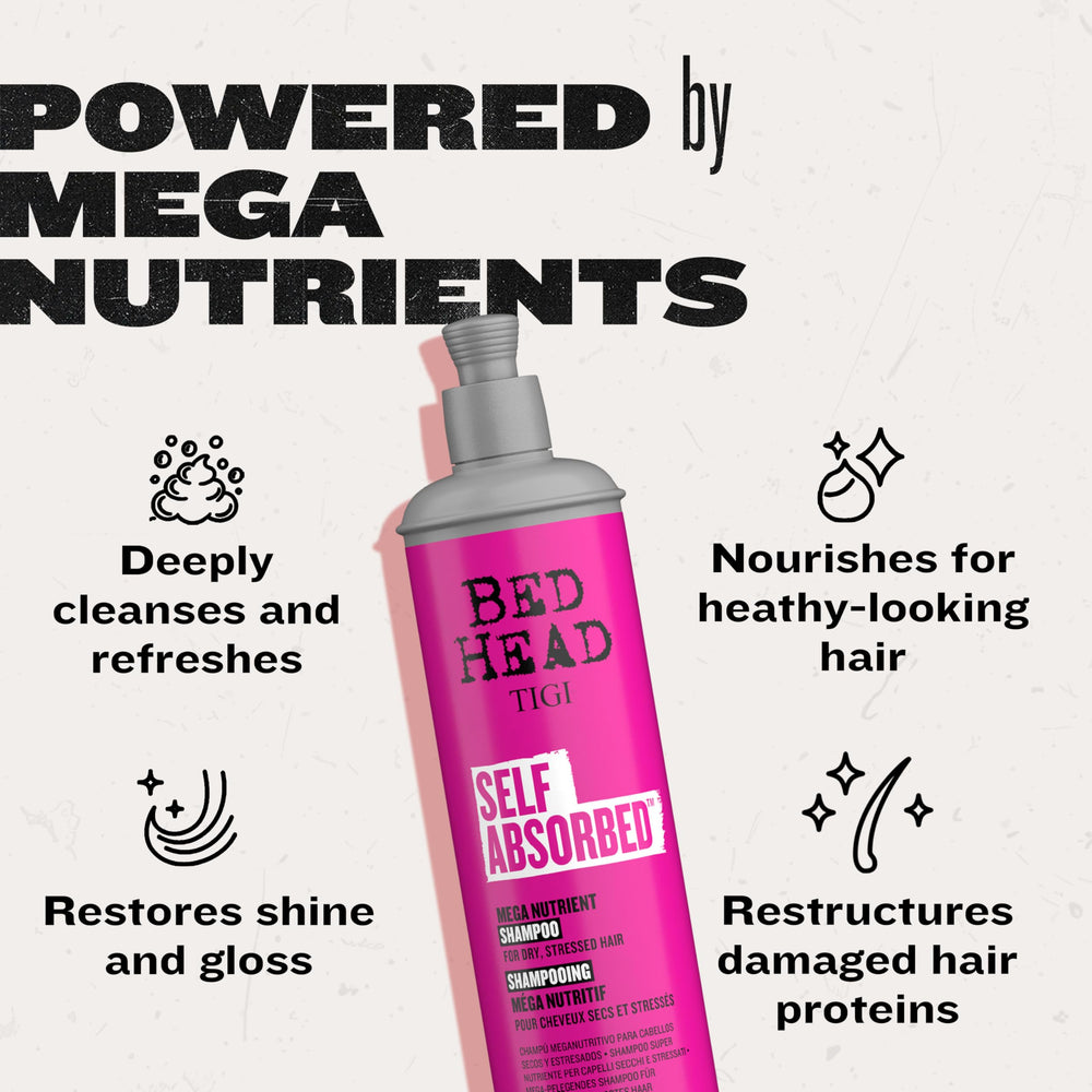 TIGI Bed Head Self Absorbed conditioner smoothing application delivers frizz control.