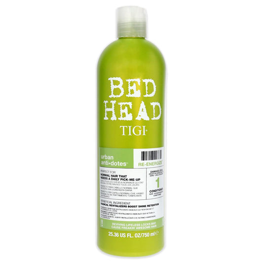 TIGI Bed Head Urban Antidotes Renergize bottle pour delivers lightweight hydration for daily use.