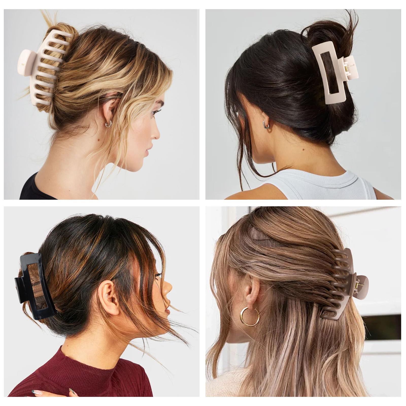 TIME&TRAVE square clip in dark brown offering secure, slip-free hold.