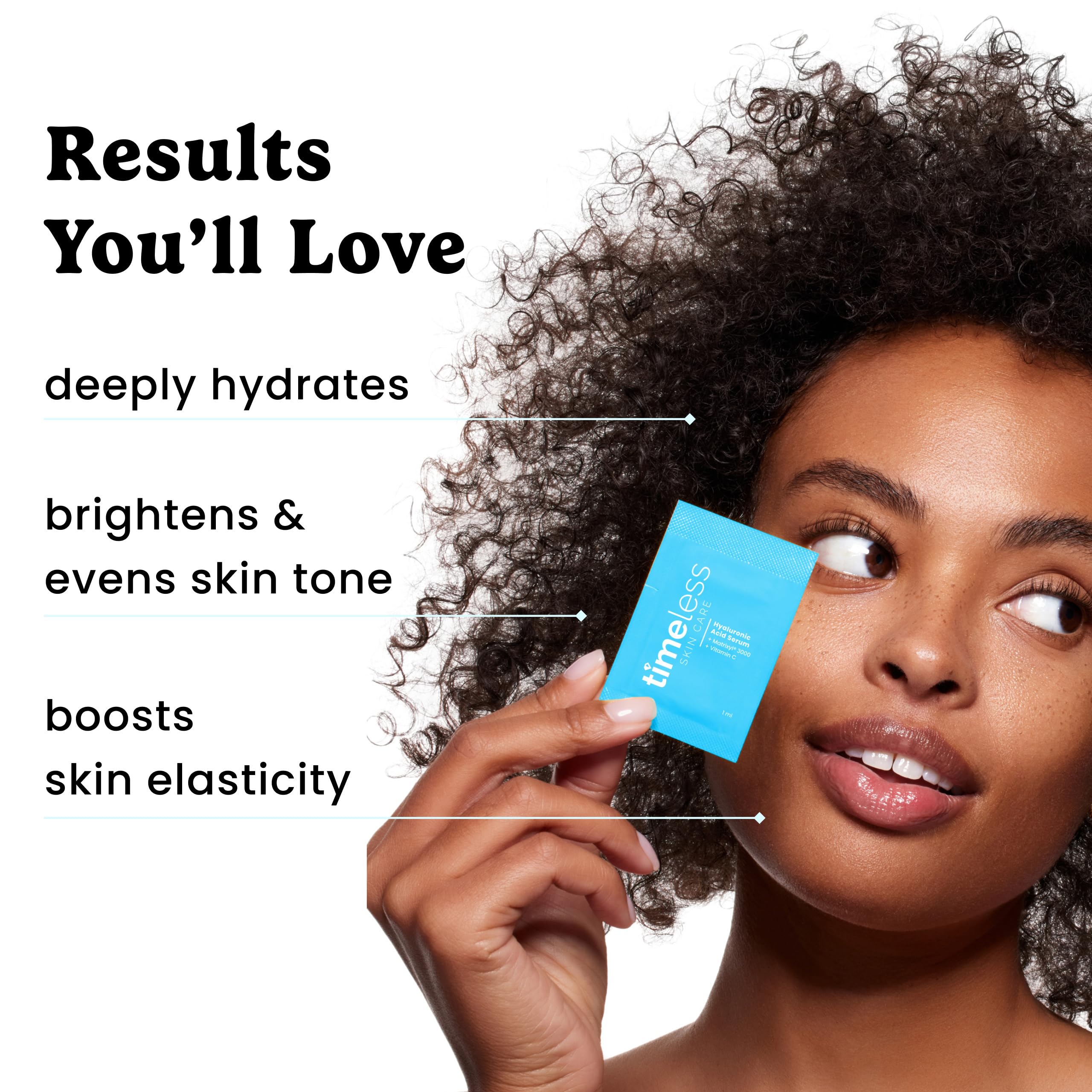 Timeless Matrixyl 3000 peptide on packaging highlighting firmness support