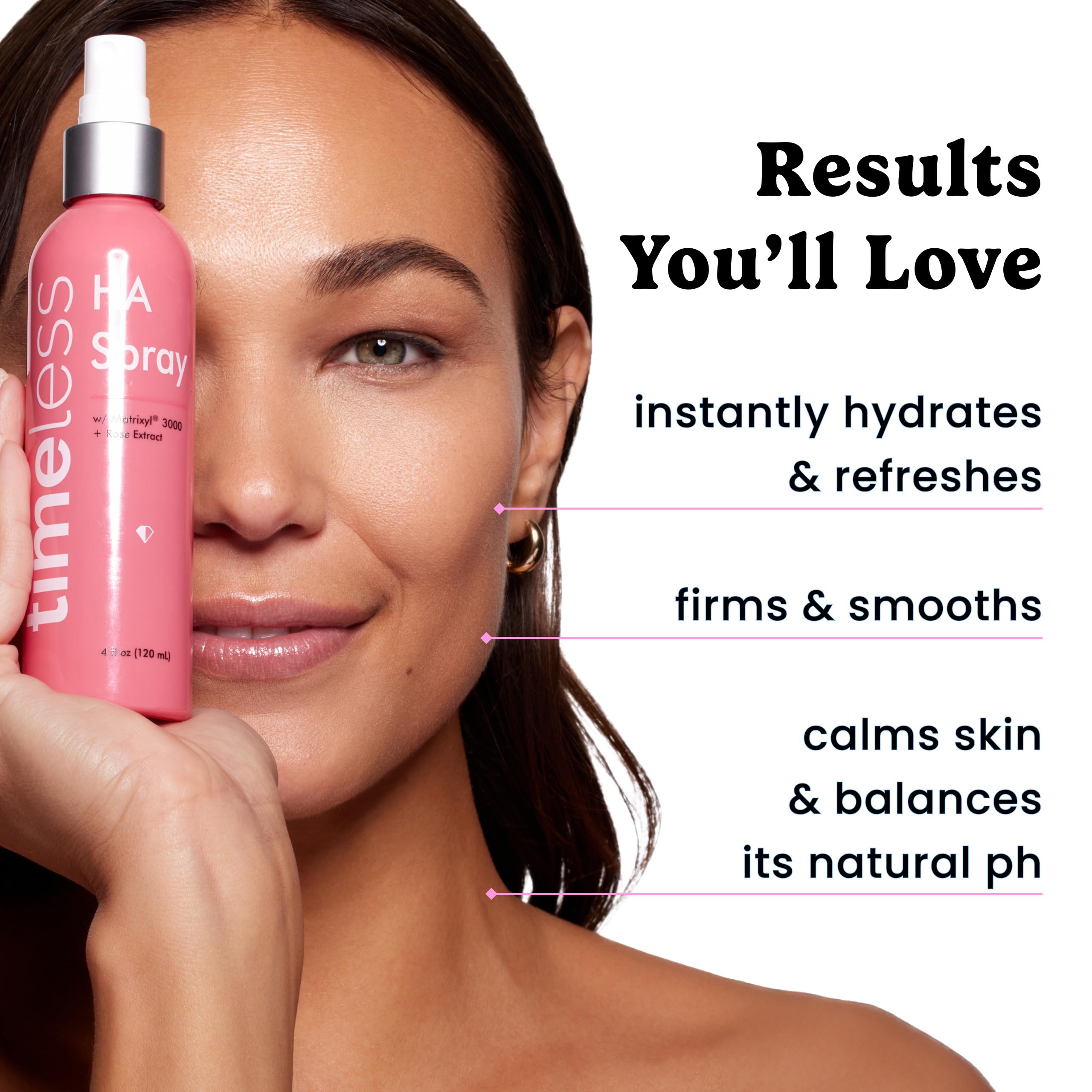 Timeless Skin Care 4oz mist bottle shown on countertop for easy hydration.