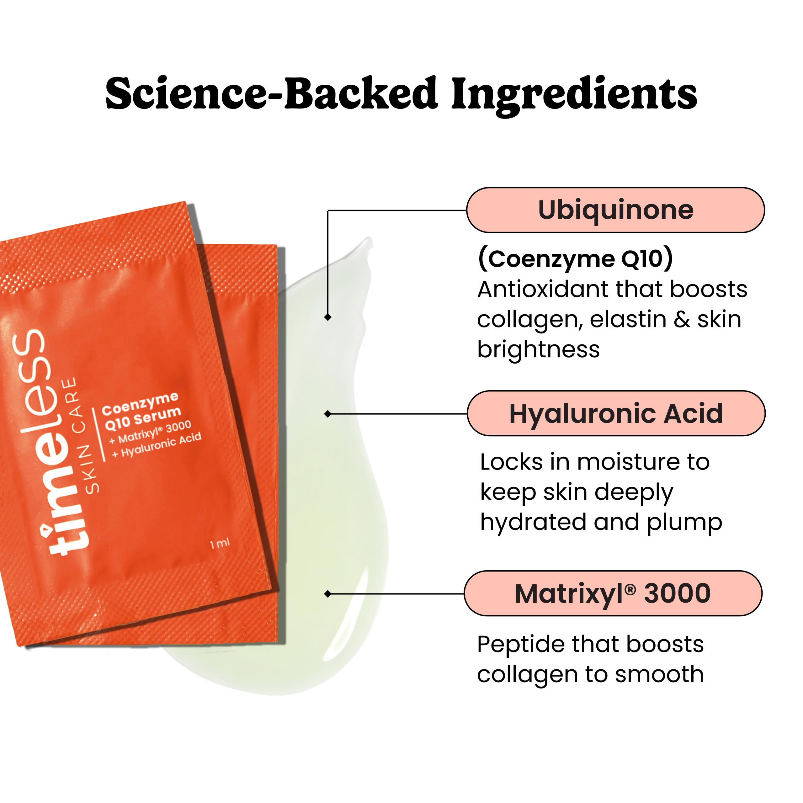 Timeless Skin Care CoQ10 serum pump dispensing for easy daily application.