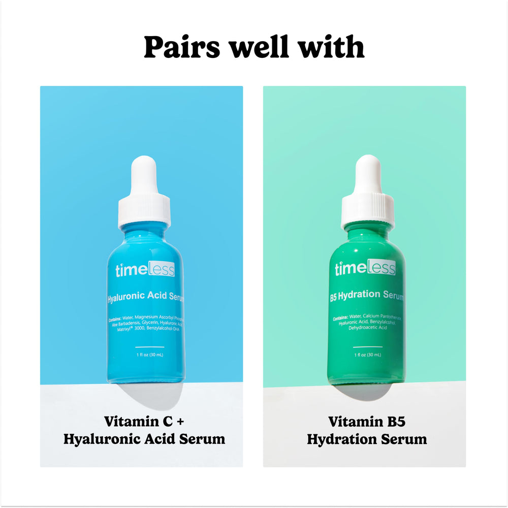 Timeless Skin Care fragrance-free mist on neck boosts hydration without fragrance.