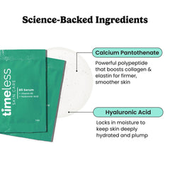 Timeless Skin Care Vitamin B5 Serum pump bottle delivering lightweight hydration for daily use.