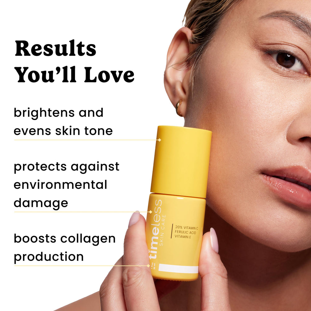 Timeless Skin Care Vitamin C Serum applied to clean skin for daily care