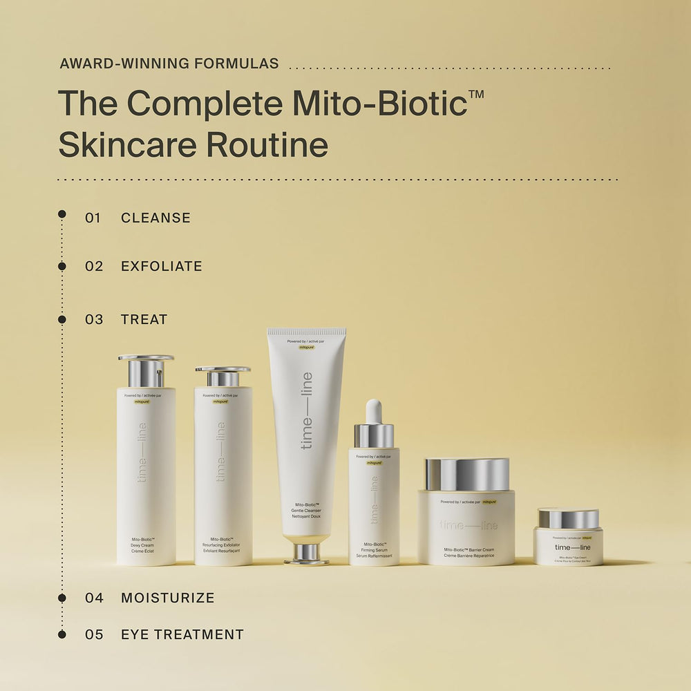 Close-up of Mitopure and peptides in Timeline Mito-Biotic Barrier Cream.