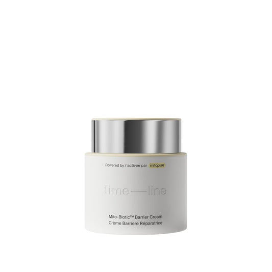 Timeline Mito-Biotic Barrier Cream packaging for daily use.