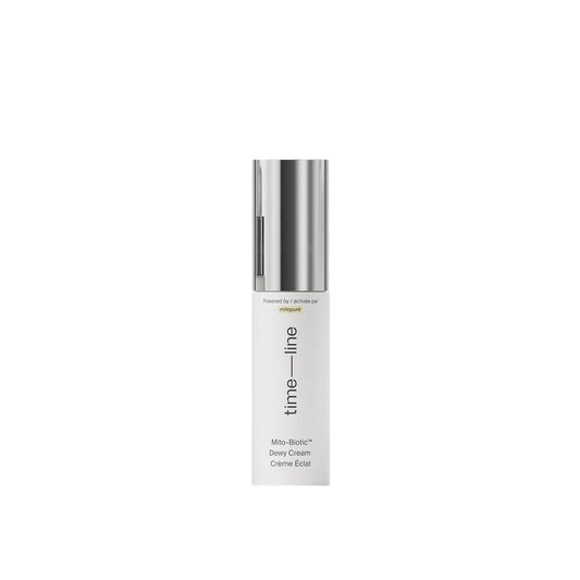 Timeline Mito-Biotic travel-size dewy cream bottle for daily hydration.