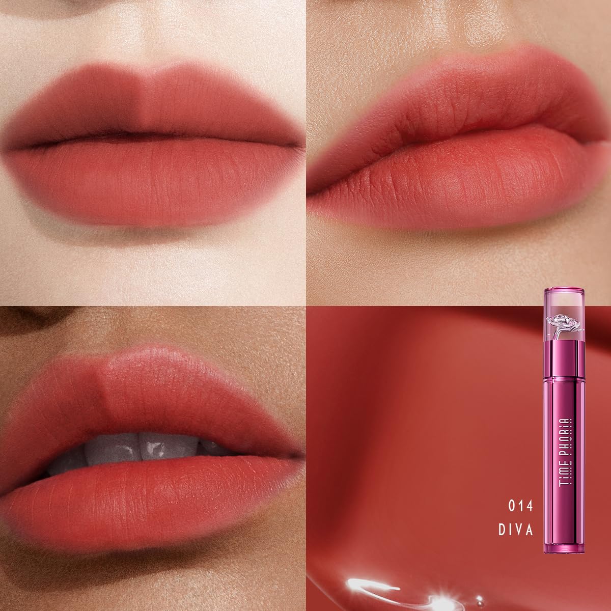 TIMEPHORIA Altera Diva on lips with soft matte finish blur lines