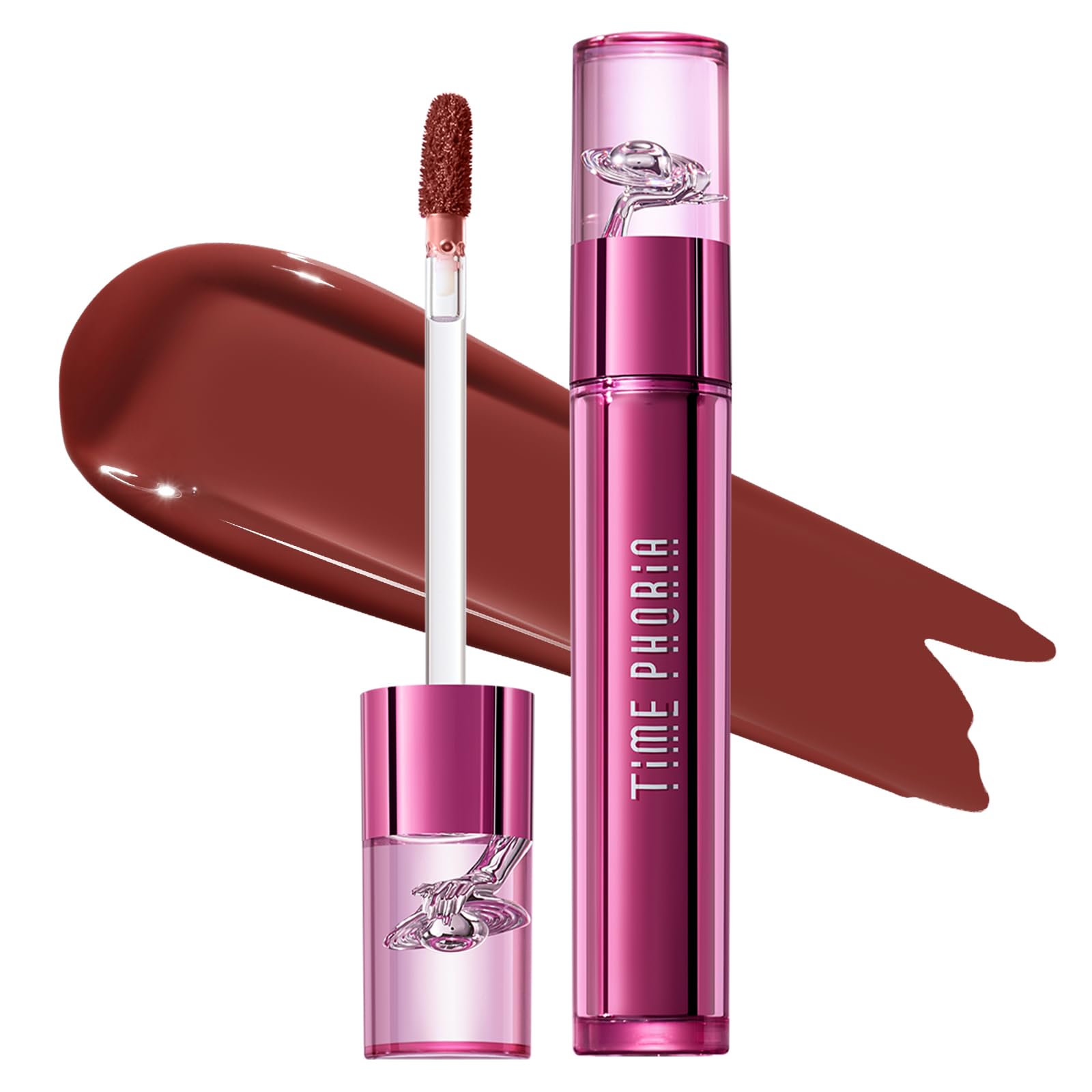 TIMEPHORIA Altera Flux glossy-to-matte swatch shows vibrant brownish-red color.