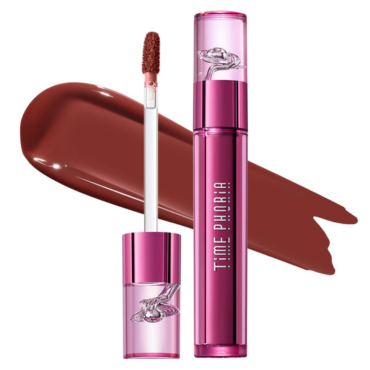 TIMEPHORIA Altera Flux glossy-to-matte swatch shows vibrant brownish-red color.