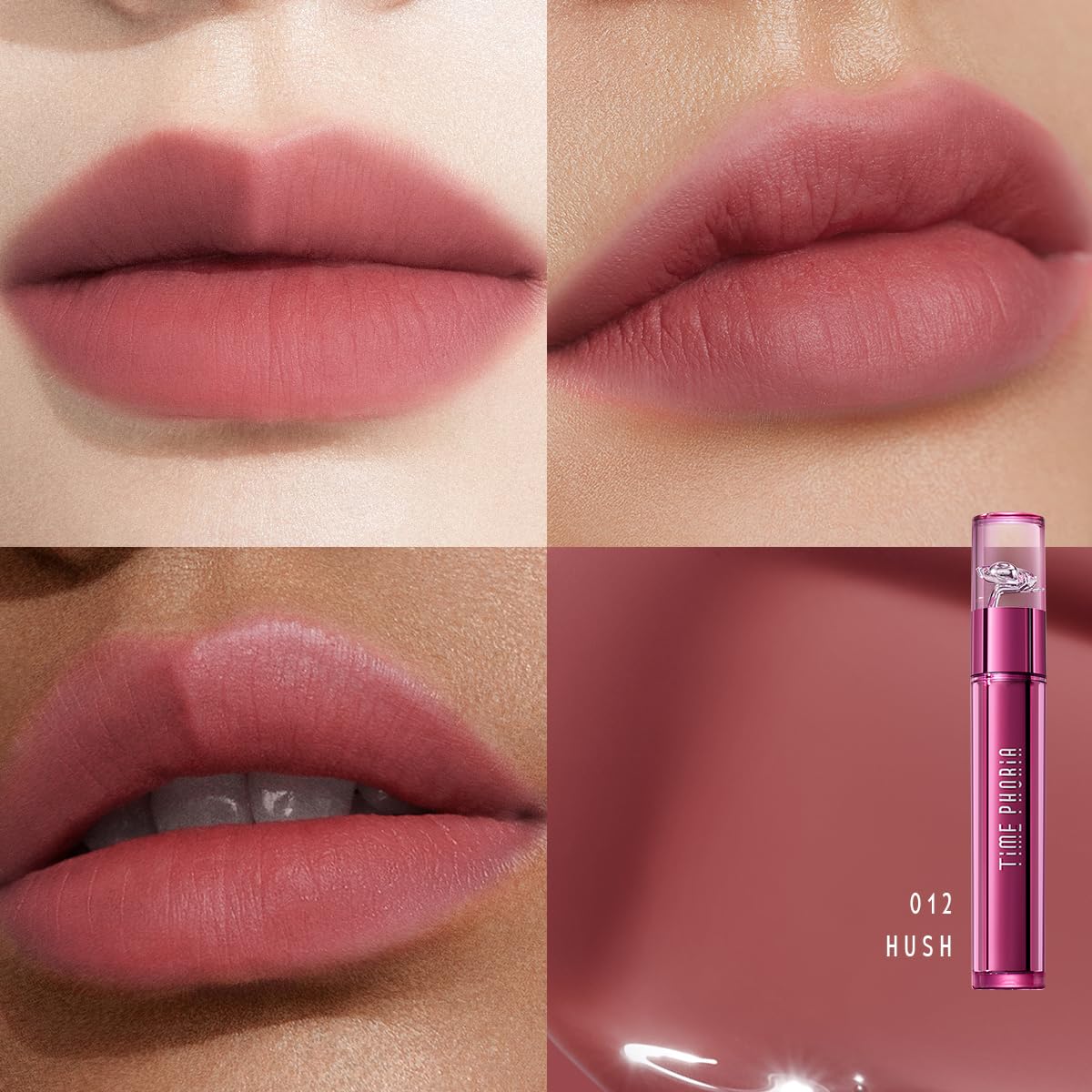 TIMEPHORIA Altera nude-pink swatch on lips for natural color and blur