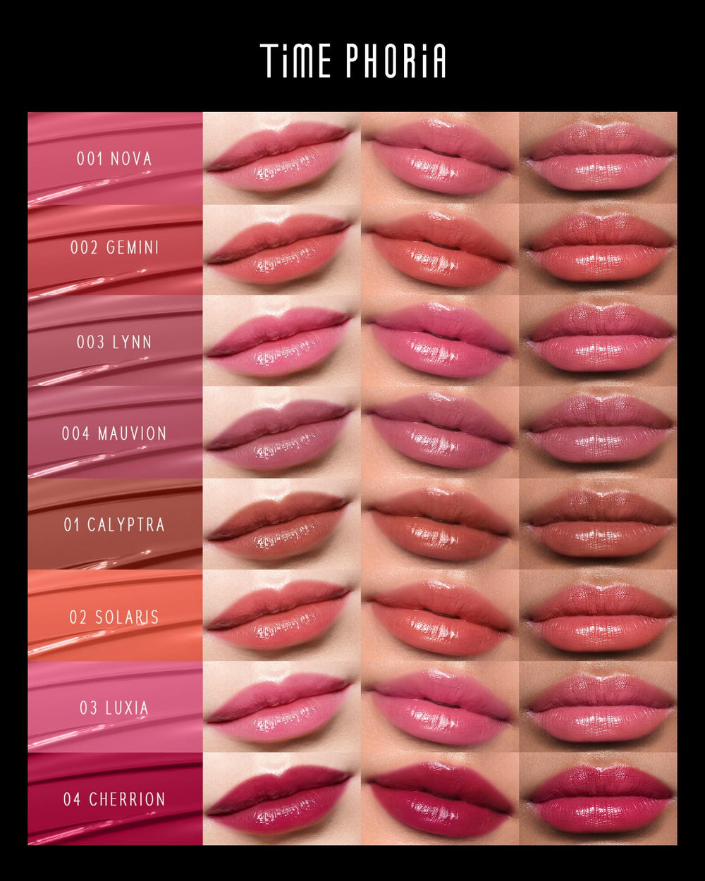 TIMEPHORIA Stellar Dust Lip Stain 09 Enigma application demonstrates smooth glide and comfortable wear.