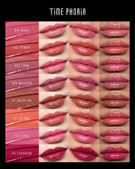 TIMEPHORIA Stellar Dust Lip Stain 09 Enigma application demonstrates smooth glide and comfortable wear.