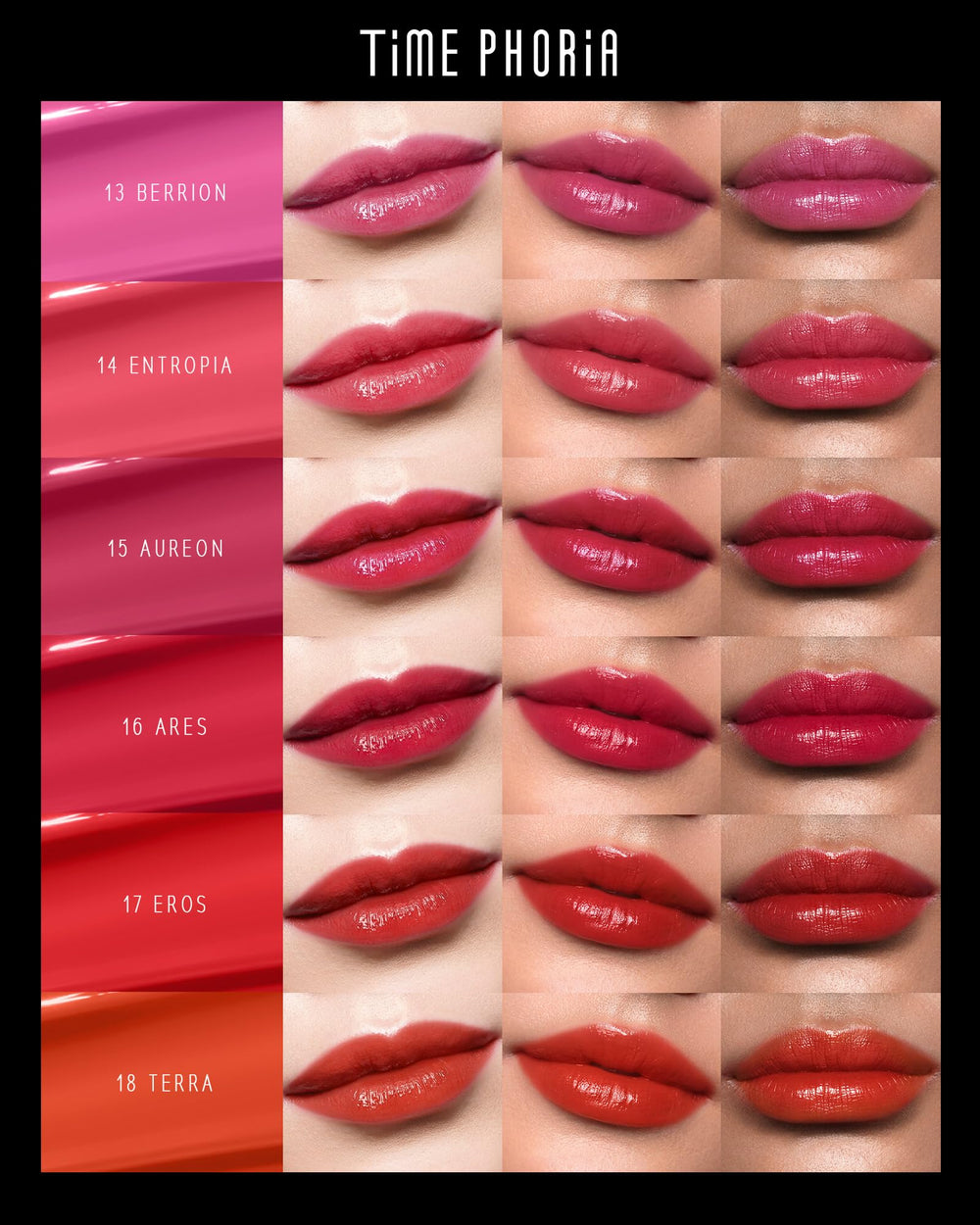 TIMEPHORIA Stellar Dust Lip Stain 09 Enigma transfer-proof formula lasts through meals.