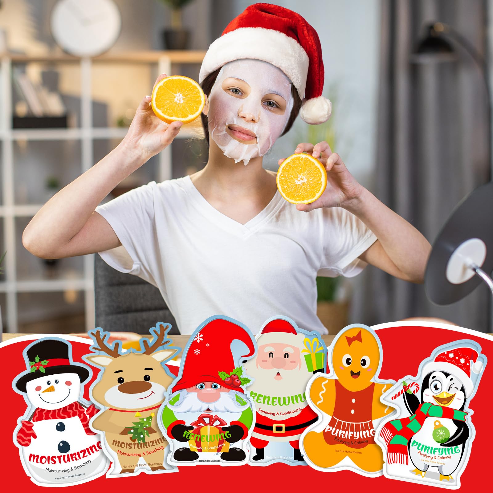 Timgle Christmas masks Penguin design offers moisture and mood-boosting aroma.