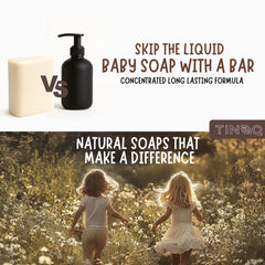 TINOQ fragrance-free baby bar soap sustainable aluminum packaging.