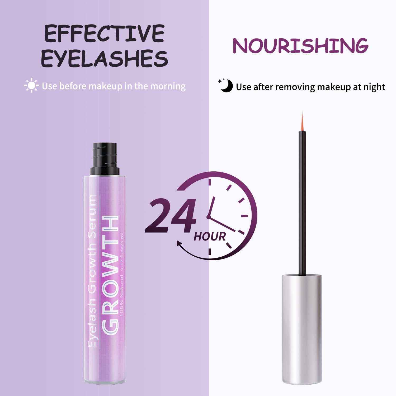 Two-minute drying time after applying Tinclen eyelash serum.