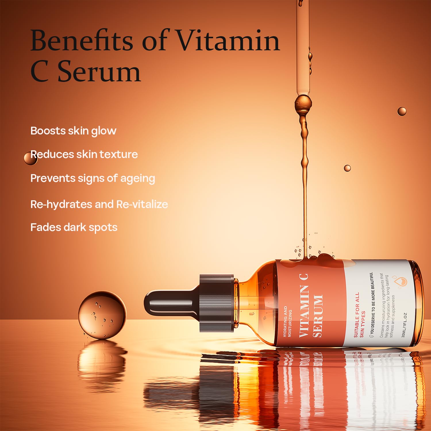 Tinclen Vitamin C Serum shows lightweight texture for quick absorption