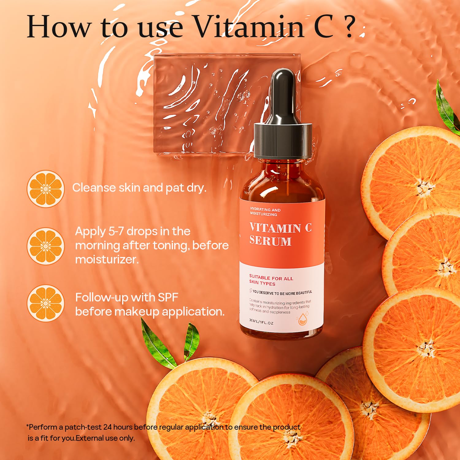 Tinclen Vitamin C Serum alongside sunscreen for daytime routine